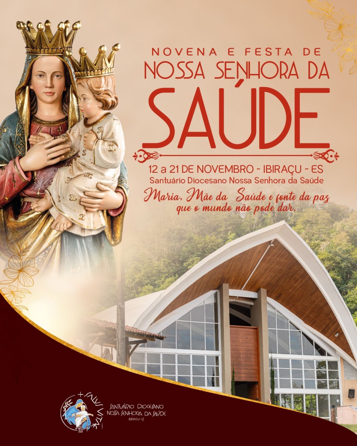 Maria Mãe da Saúde e Fonte da paz que o mundo não pode dar é o Tema da Novena de N.S da Saúde 2026